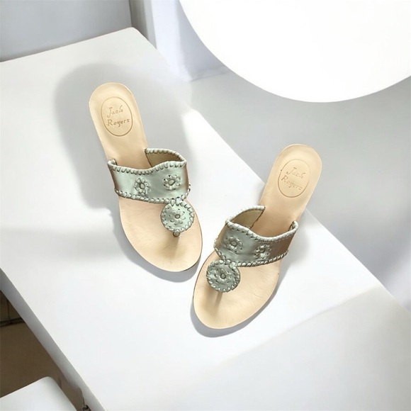 Jack Rogers Shoes - Jack Rogers Mint Green Leather Thong Sandals